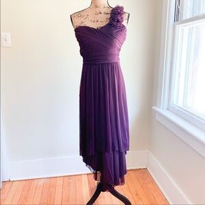 DB Studio one shoulder belted purple dress 8/10